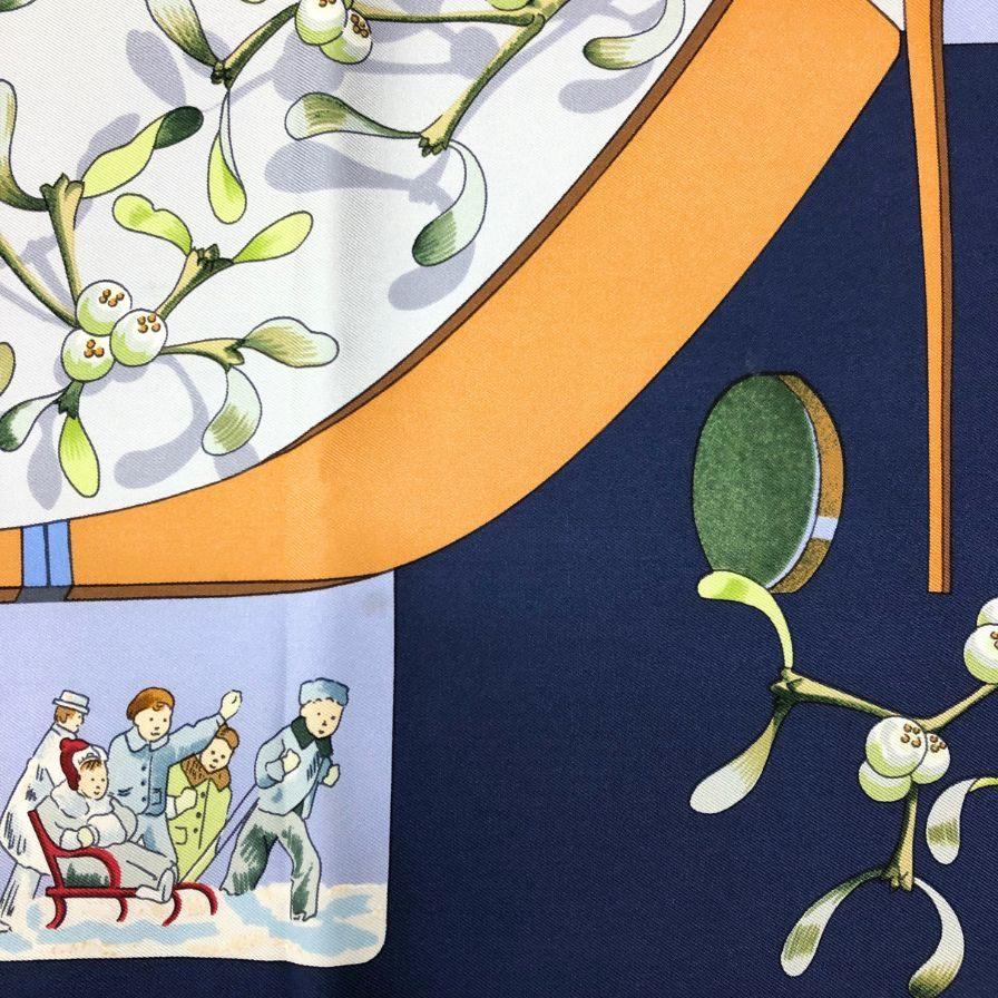 エルメス カレ90 neige d antan 去年の雪 ネイビー レディース