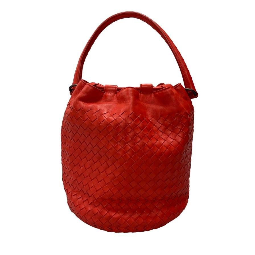 ボッテガヴェネタ ワンショルダーバッグ イントレチャート 巾着 レッド  