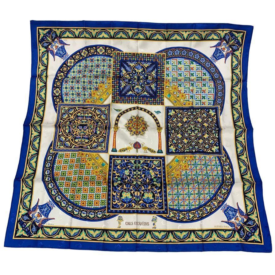 超希少 HERMES CIELS BYZANTINS カレ90ビザンチンの空 美品◇エルメス スカーフ カレ90 Ciels Byzantins ビザンチンの