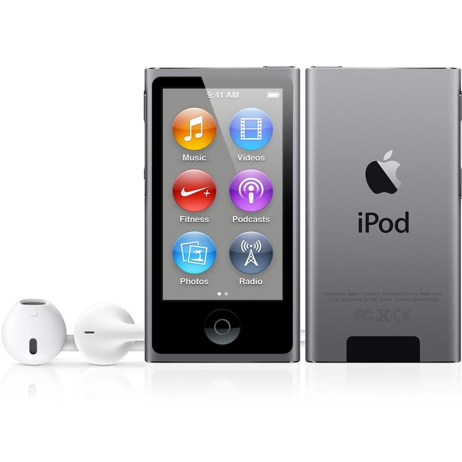 Apple アップル アイポッド ナノ iPod nano 16GB スペースグレイ MKN52J/A 2015年モデル 第7世代 A1446｜stone-gold