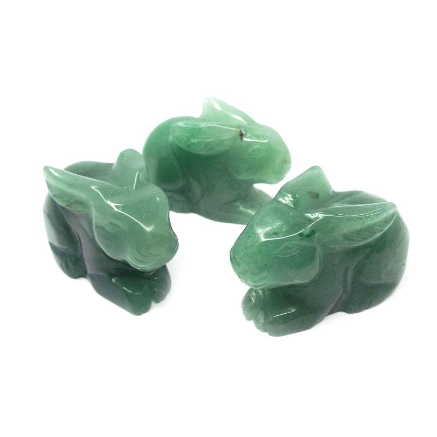 天然石 パワーストーン うさぎ ウサギ 兎 彫刻 置物 グリーンアベンチュリン インテリア | 