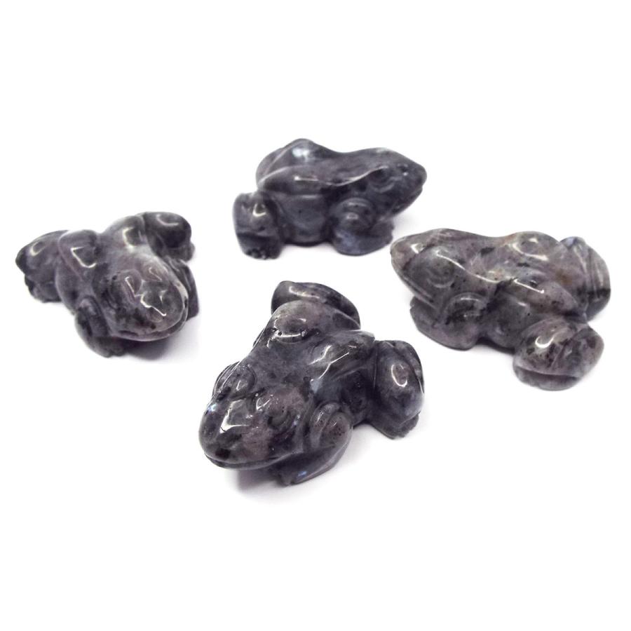 天然石 パワーストーン かえる カエル 蛙 彫刻 置物 ラブラドライト インテリア | 