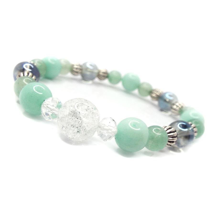 アマゾナイト、クラック水晶16センチブレスレットです 【公式通販】