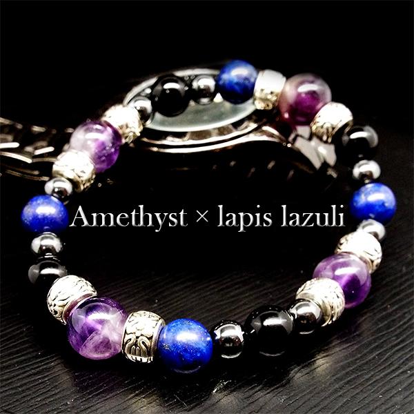 限定特価 天然石 パワーストーン ブレスレット メンズ アクセサリー 天然石 アメジスト ラピスラズリ オニキス|stone-kitchen|03