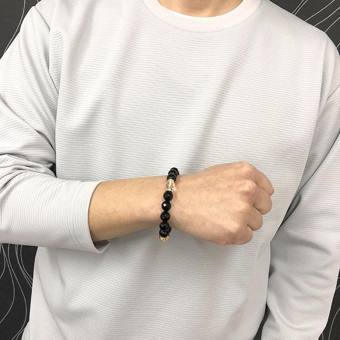 天然石 パワーストーン ブレスレット ペアアクセサリー 水晶 オニキス