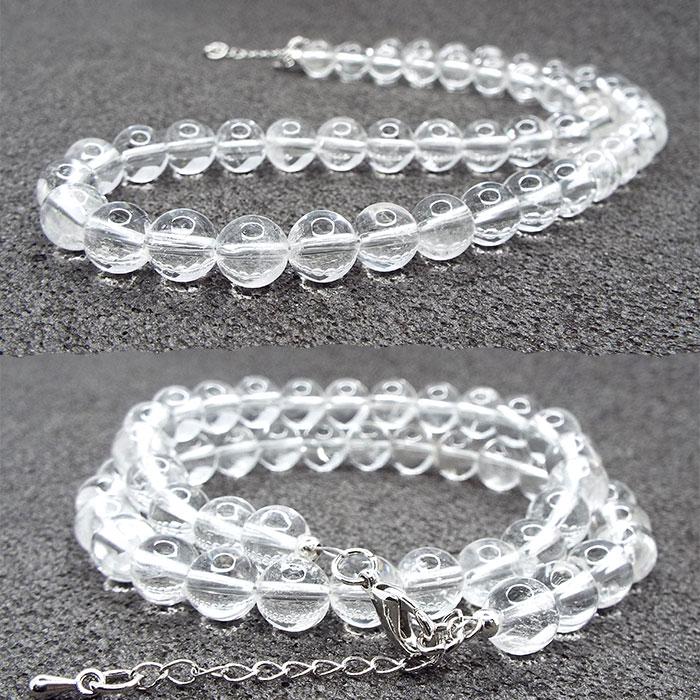 天然石 ネックレス 天然水晶 クォーツ クリスタル 約8mm  