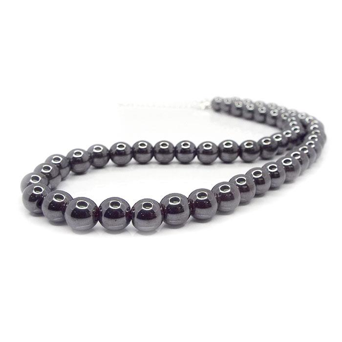 限定価格 天然石 ネックレス ヘマタイト 磁気なし 約4mm