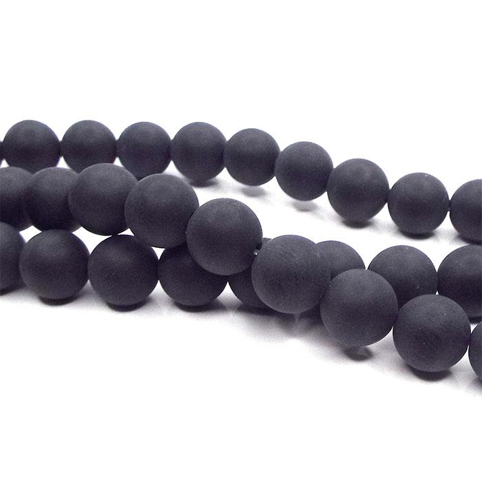 天然石 ビーズ フロストオニキス 黒瑪瑙 艶消 約10mm 連売り