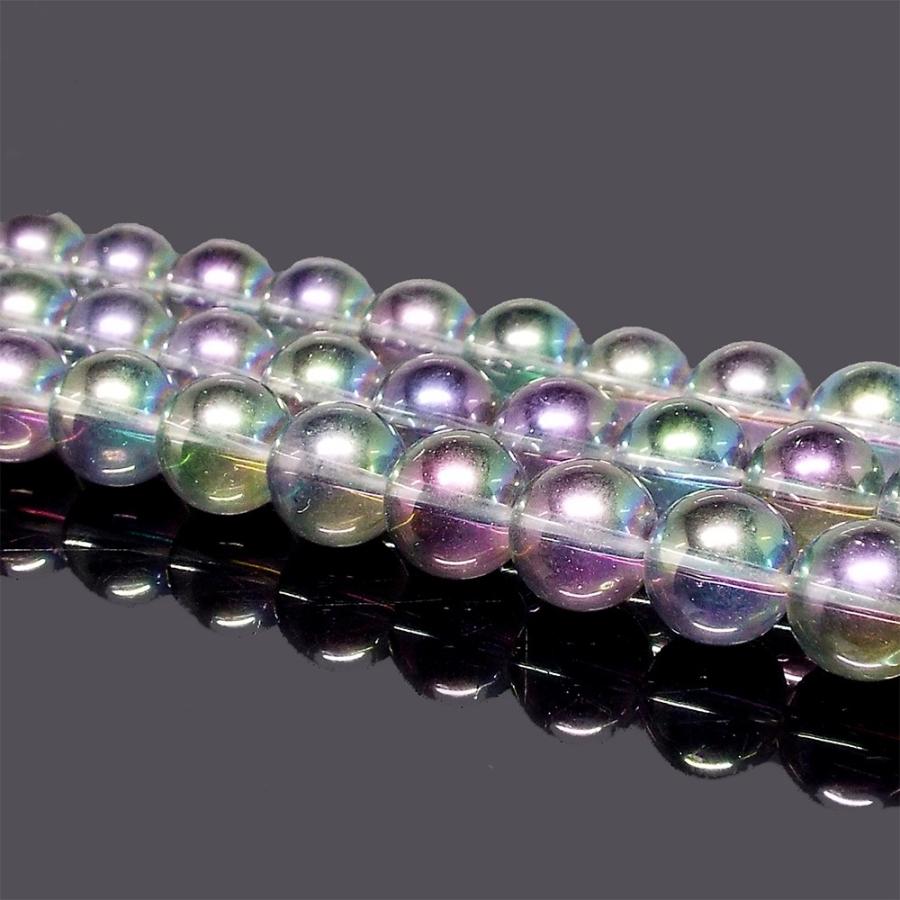 天然石 ビーズ パープルオーラ水晶 約8mm 連売り パワーストーン