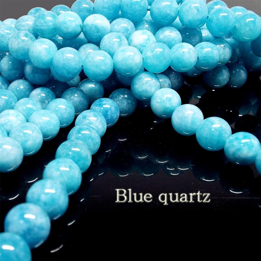 天然石 ビーズ ブルークォーツ 天然クォーツ染め 約6mm 連売り