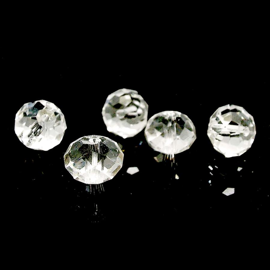 ガラスビーズ 連売り 透明 クリア ボタンカット 約8×6mm 約65粒
