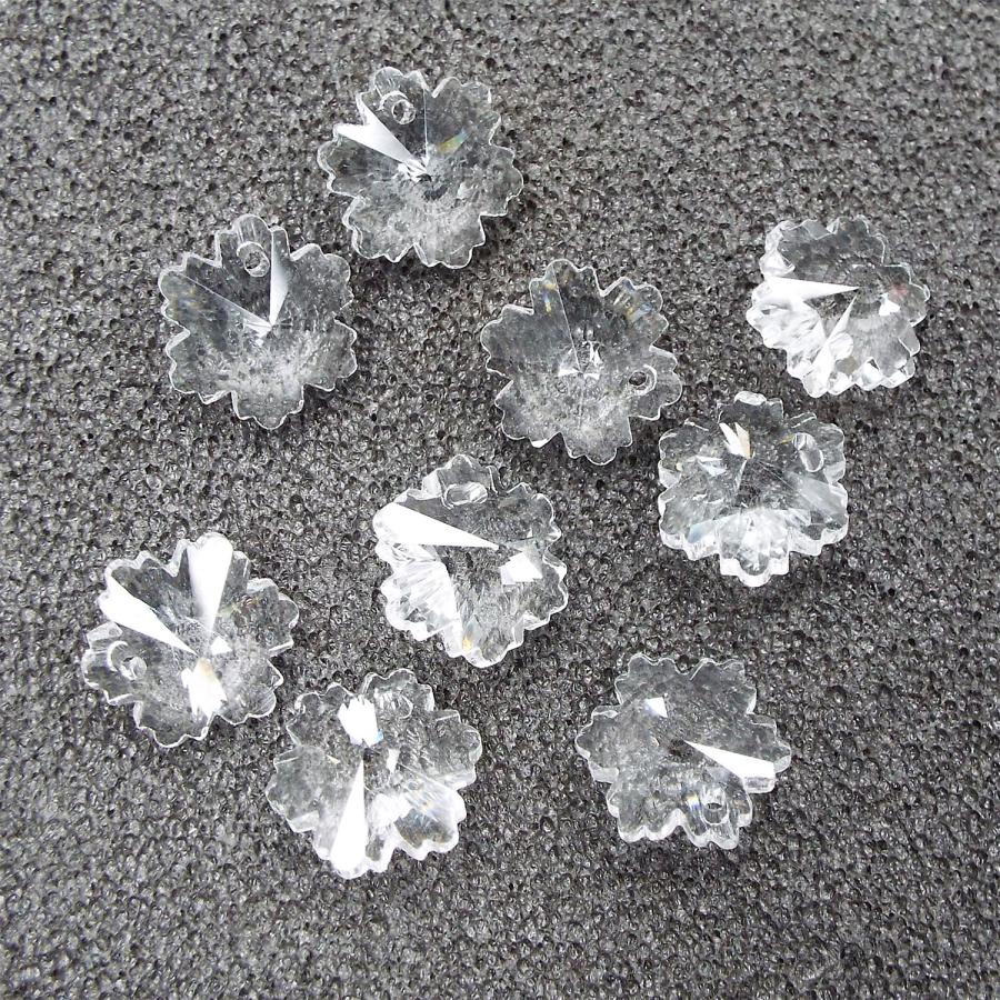 ガラスビーズ クリスタルガラス 5個セット 雪の結晶 透明 クリア