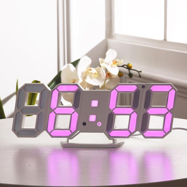 3D LED壁時計現代デジタルアラーム時計家の装飾現代のテーブルデスクナイト壁時計のホームリビングルーム装飾｜stone-strap｜02