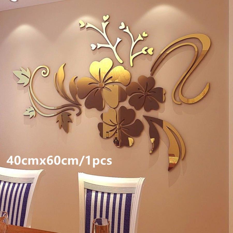 3Dミラー花のアートリムーバブル 壁ステッカー アクリル壁画デコレーション ホームルーム インテリア ステッカー｜stone-strap｜02