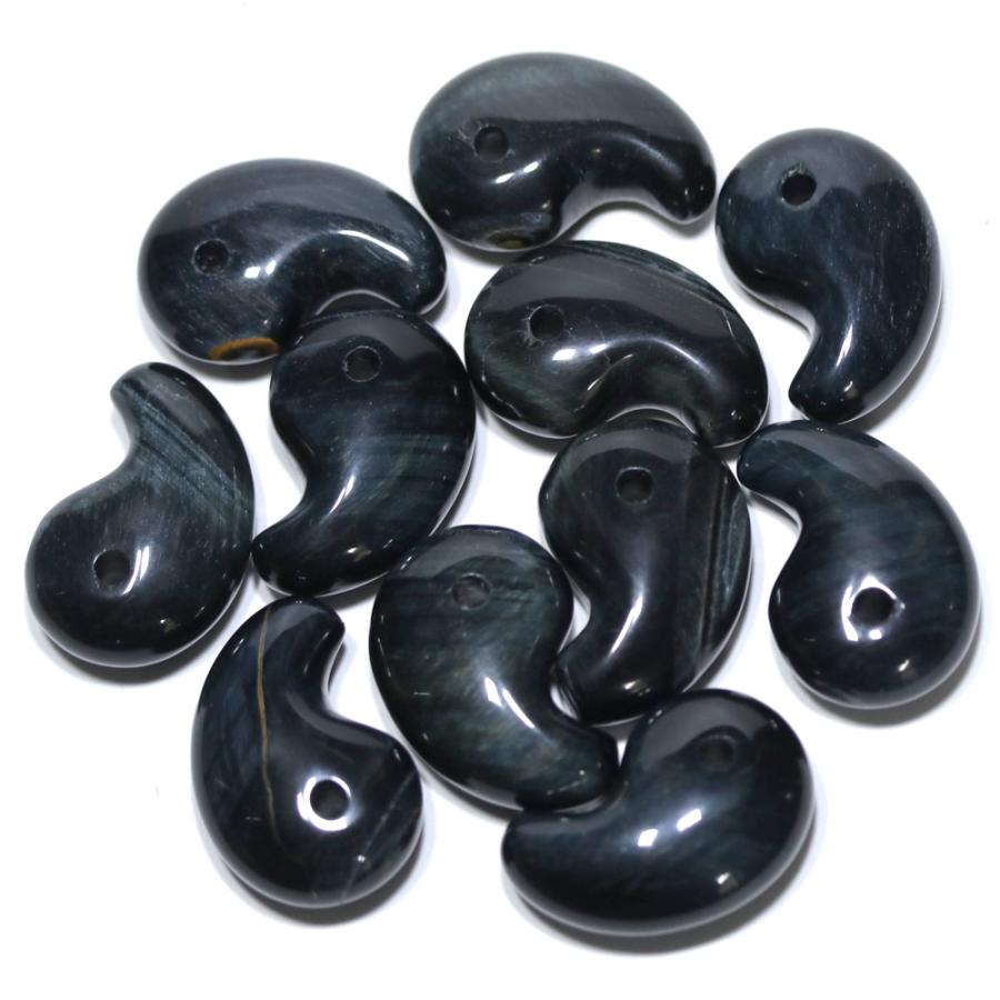 石流通センター 天然石 置き石 勾玉 M ブルータイガーアイ