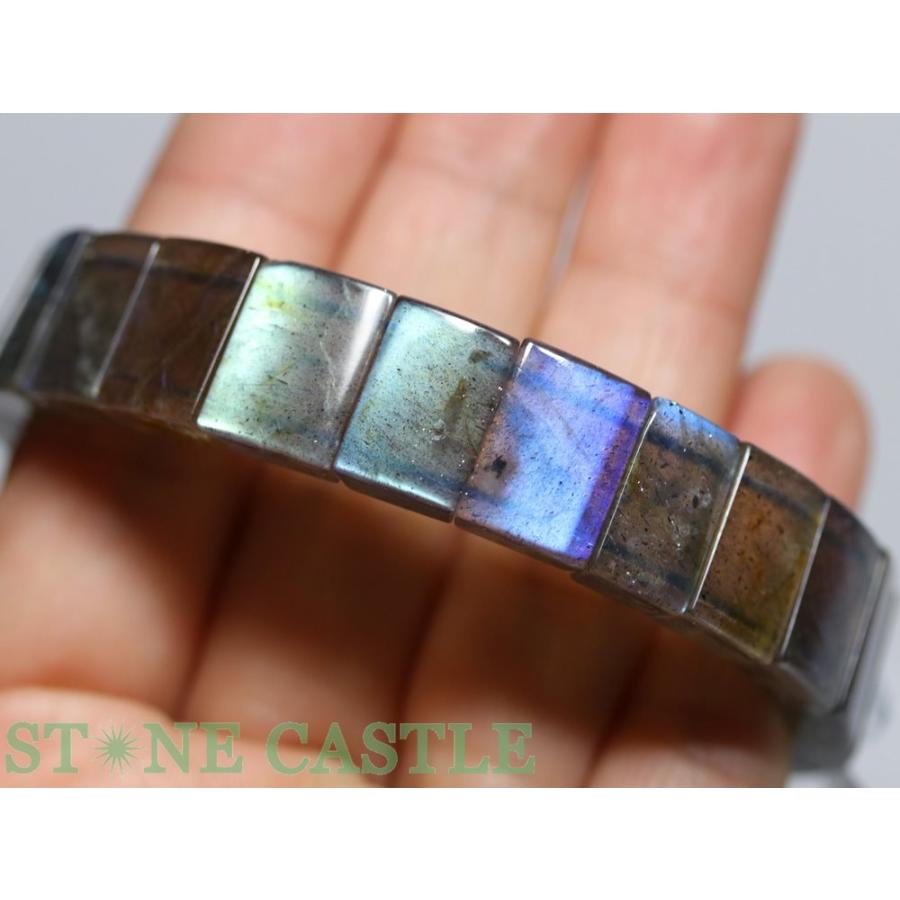 石流通センター 一点物 天然石 ブレスレット ラブラドライト (5A) バングル No.21 約14x11x6mm (ケース付) パワーストーンの画像