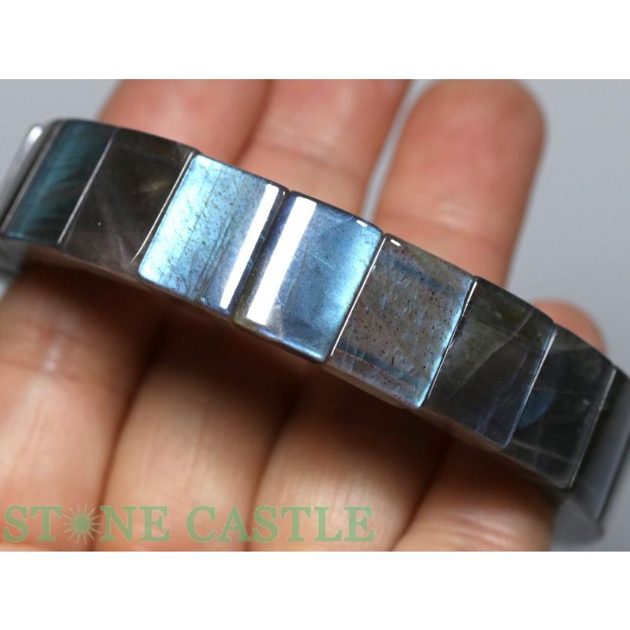 石流通センター 一点物 天然石 ブレスレット ラブラドライト (5A) バングル No.22 約14x11x6mm (ケース付) パワーストーンの画像