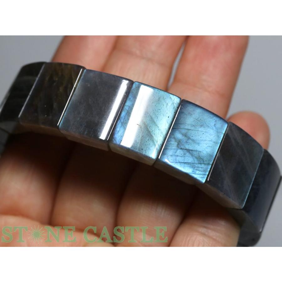 石流通センター 一点物 天然石 ブレスレット ラブラドライト (5A) バングル No.24 約17x13x6mm (ケース付) パワーストーンの画像