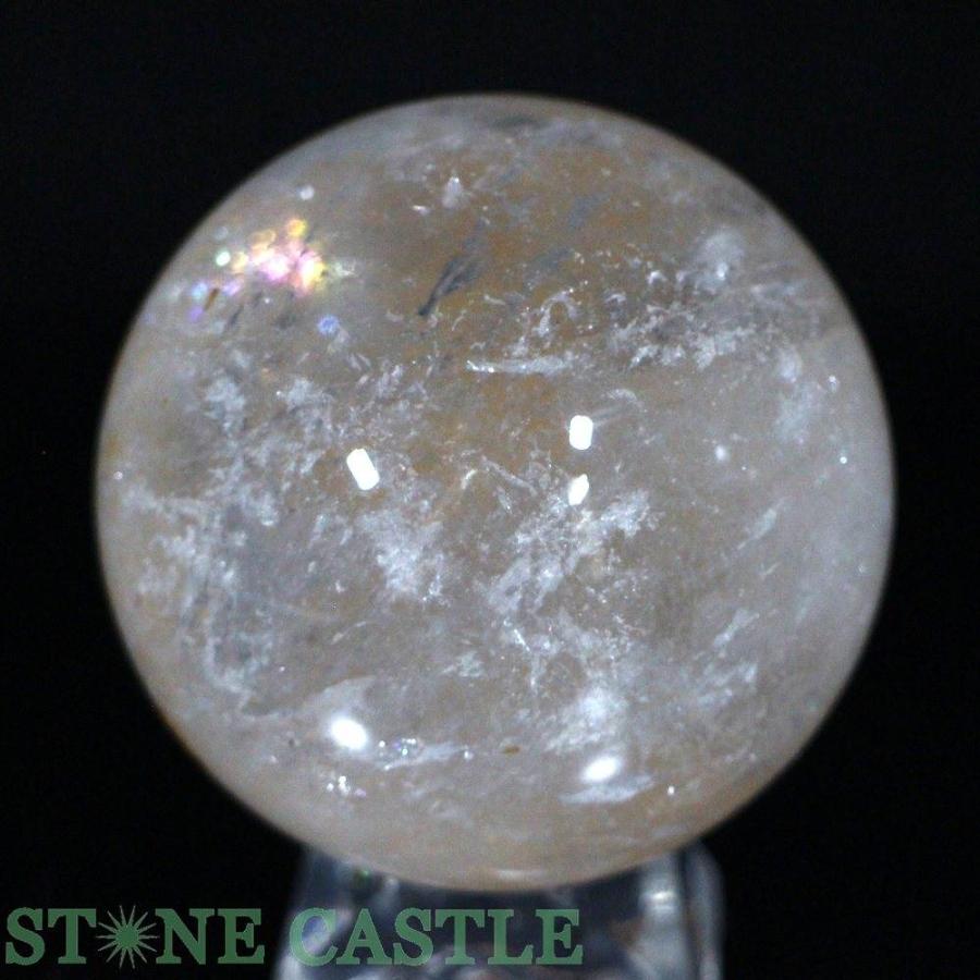 石流通センター 一点物 天然石 彫刻置物 丸玉 レインボー水晶 白虎 (金
