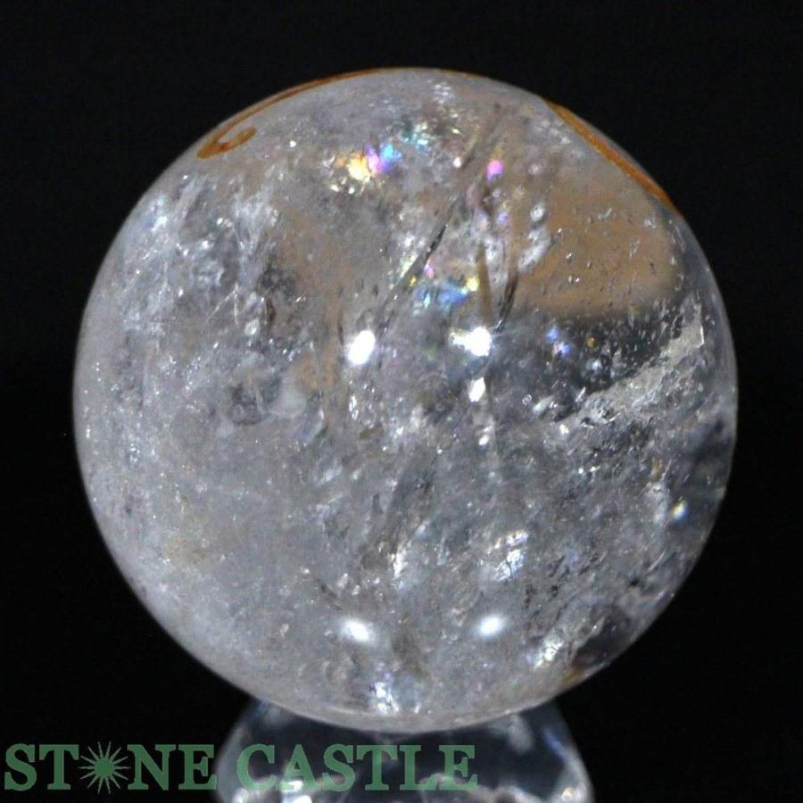 石流通センター 一点物 天然石 彫刻置物 丸玉 レインボー水晶 白虎 (金