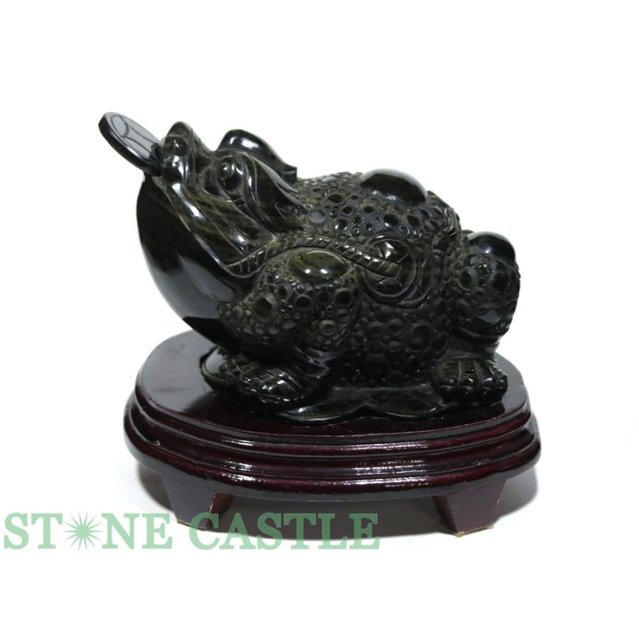 石流通センター 一点物 天然石 彫刻置物 銭蛙(三本足蛙) ゴールデン