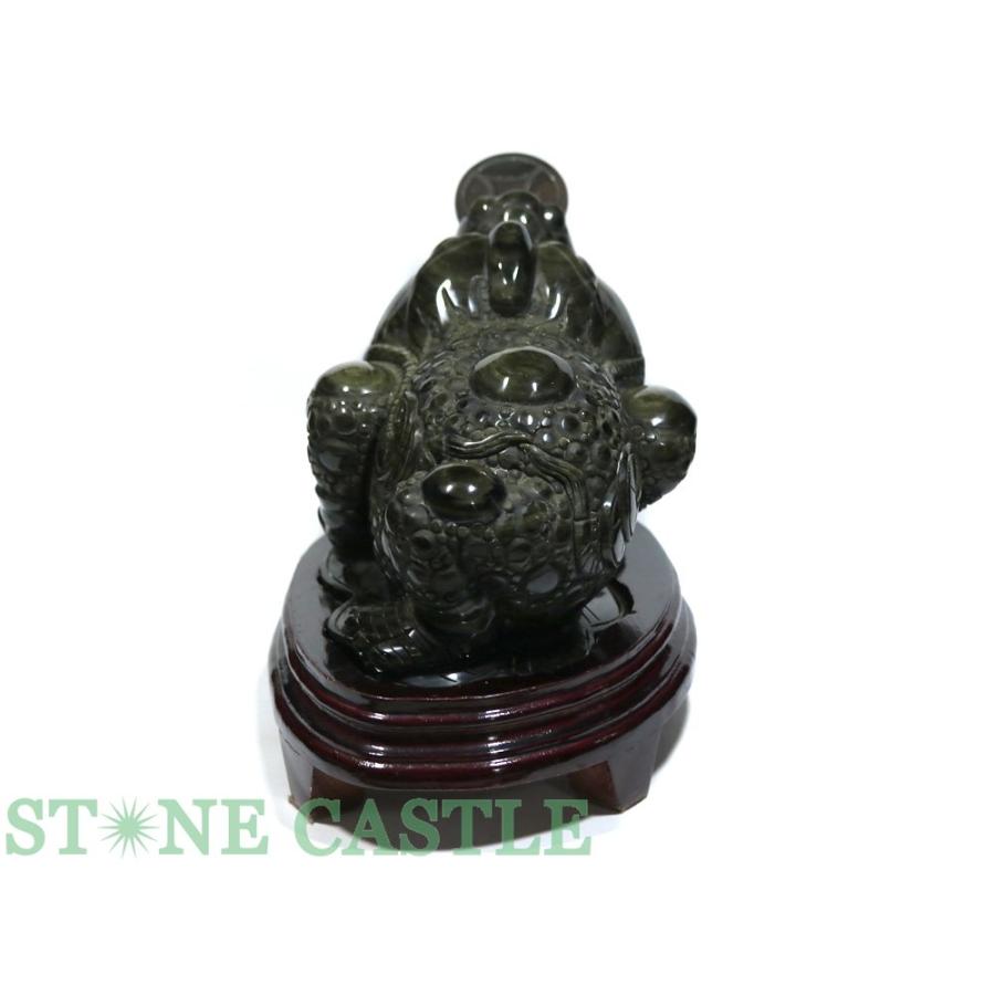 石流通センター 一点物 天然石 彫刻置物 銭蛙(三本足蛙) ゴールデン