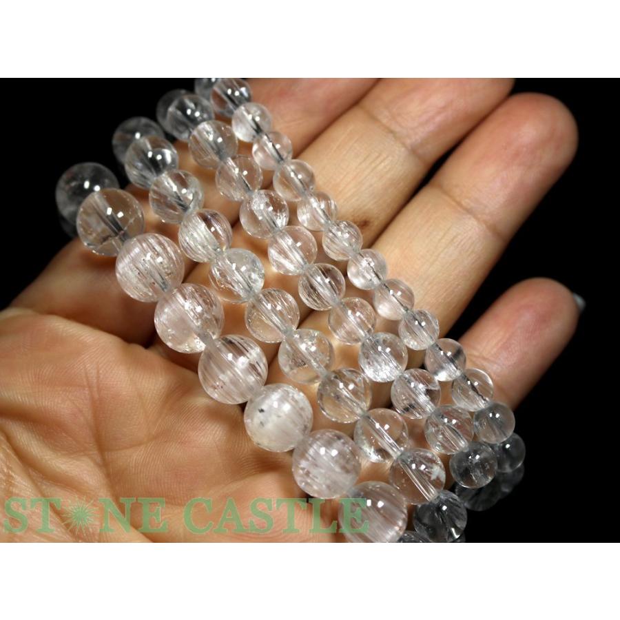 石流通センター 高品質 天然石 ブレスレット キャッツアイホワイトトパーズ (6A) (約6〜6.5mm) (鑑別済) パワーストーンの画像