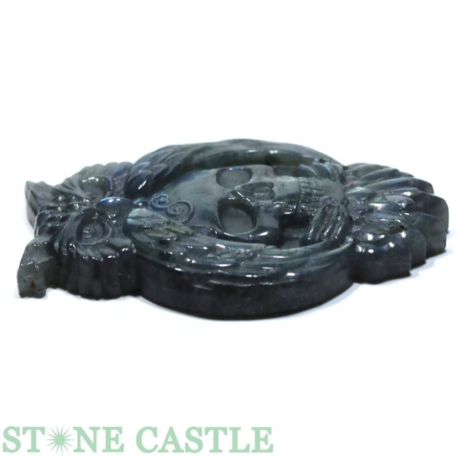 石流通センター 一点物 天然石 彫刻置物 ふくろう&ドクロ