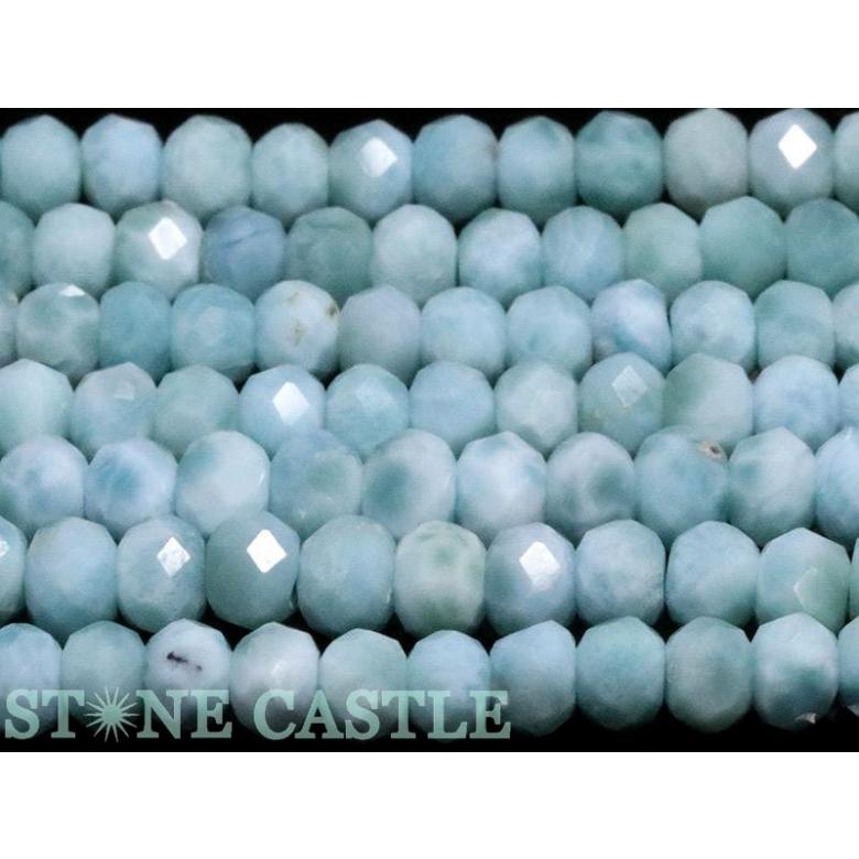 石流通センター 天然石 ビーズ アクセサリー カットビーズ ラリマー (3A) ボタン型カット 約3x4mm パワーストーンの画像