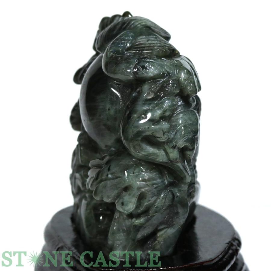 石流通センター 一点物 天然石 彫刻置物 龍 ラブラドライト (台付) No