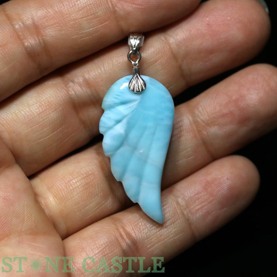 石流通センター 一点物 天然石 ペンダント ラリマー (5A) 天使の羽 No  