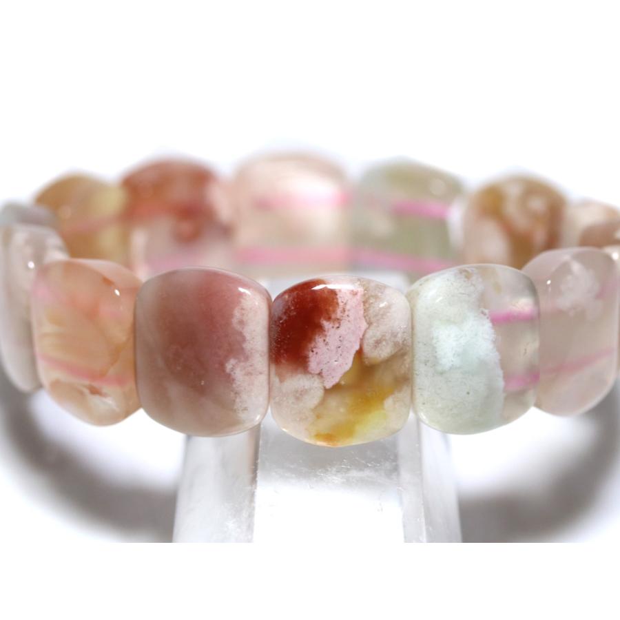 石流通センター 高品質 天然石 ブレスレット 桜瑪瑙 (3A) バングル 約