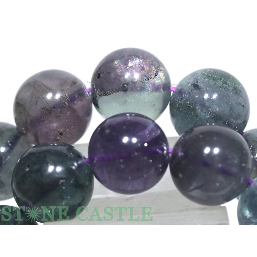 石流通センター 高品質 天然石 ブレスレット フローライト&パイライト共生鉱 (約14〜14.5mm) (ケース付) パワーストーンの画像