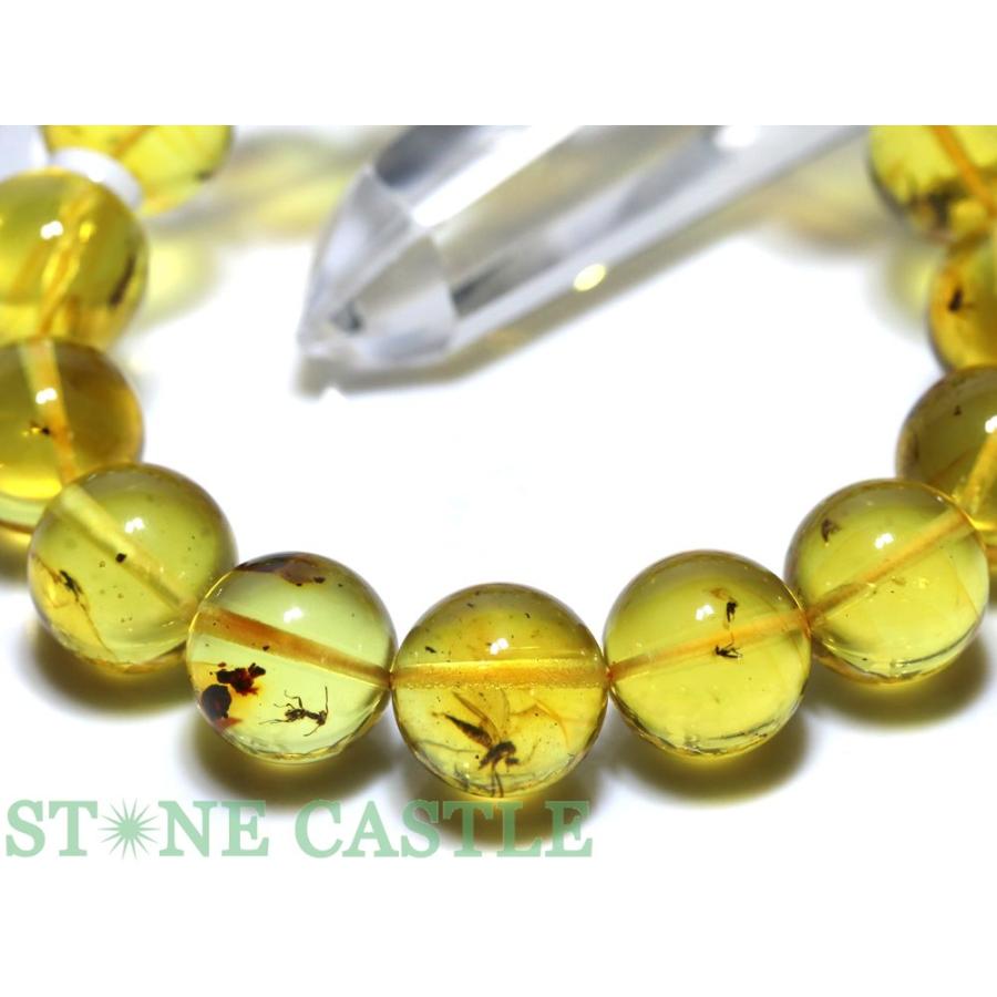 石流通センター 一点物 天然石 ブレスレット 虫入り琥珀 (アンバー) No.03 (約14〜14.5mm) (ケース付) パワーストーンの画像