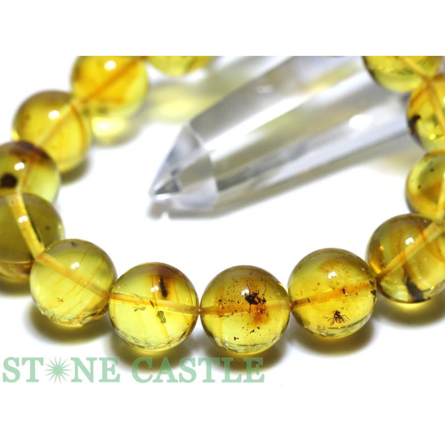 石流通センター 一点物 天然石 ブレスレット 虫入り琥珀 (アンバー) No.03 (約14〜14.5mm) (ケース付) パワーストーンの画像