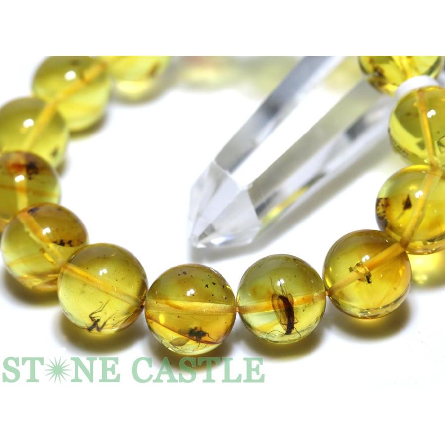 石流通センター 一点物 天然石 ブレスレット 虫入り琥珀 (アンバー) No.03 (約14〜14.5mm) (ケース付) パワーストーンの画像