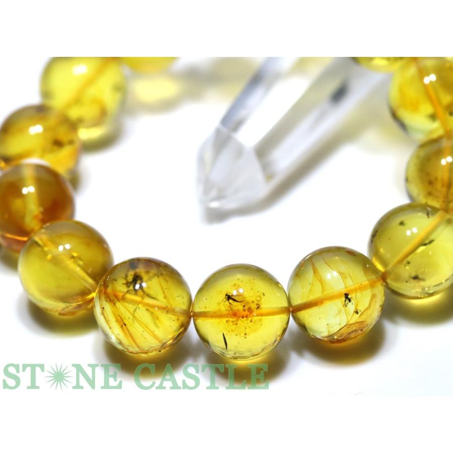 石流通センター 一点物 天然石 ブレスレット 虫入り琥珀 (アンバー) No.04 (約16〜16.5mm) (ケース付) パワーストーンの画像