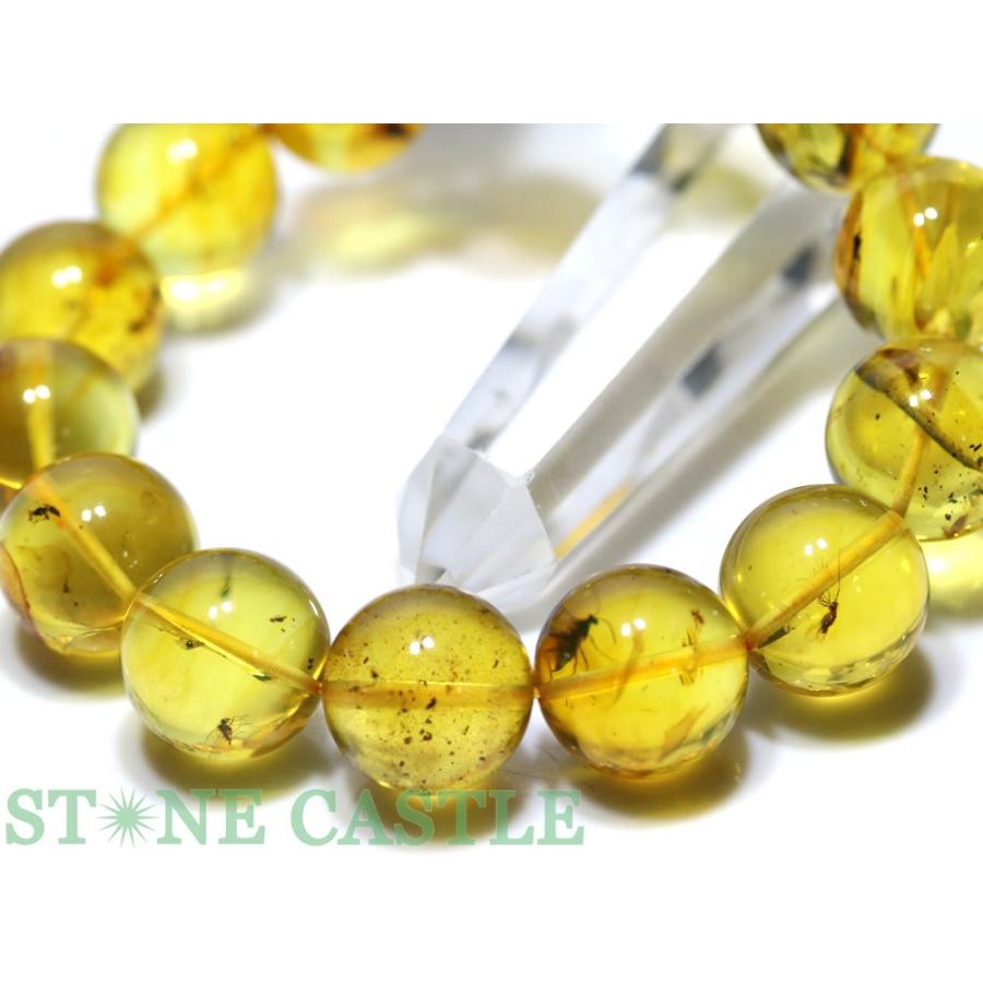 石流通センター 一点物 天然石 ブレスレット 虫入り琥珀 (アンバー) No.04 (約16〜16.5mm) (ケース付) パワーストーンの画像