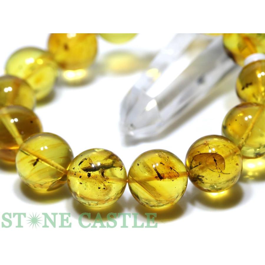 石流通センター 一点物 天然石 ブレスレット 虫入り琥珀 (アンバー) No.04 (約16〜16.5mm) (ケース付) パワーストーンの画像