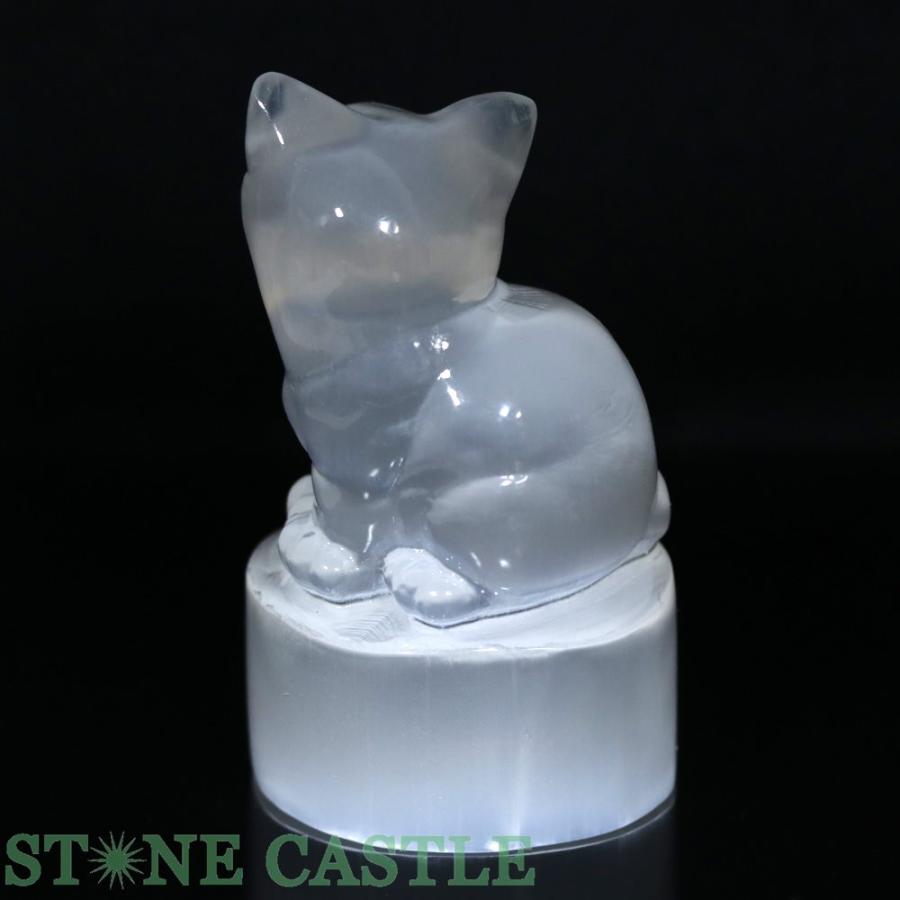 石流通センター 高品質 天然石 彫刻置物 セレナイト 猫 パワーストーン