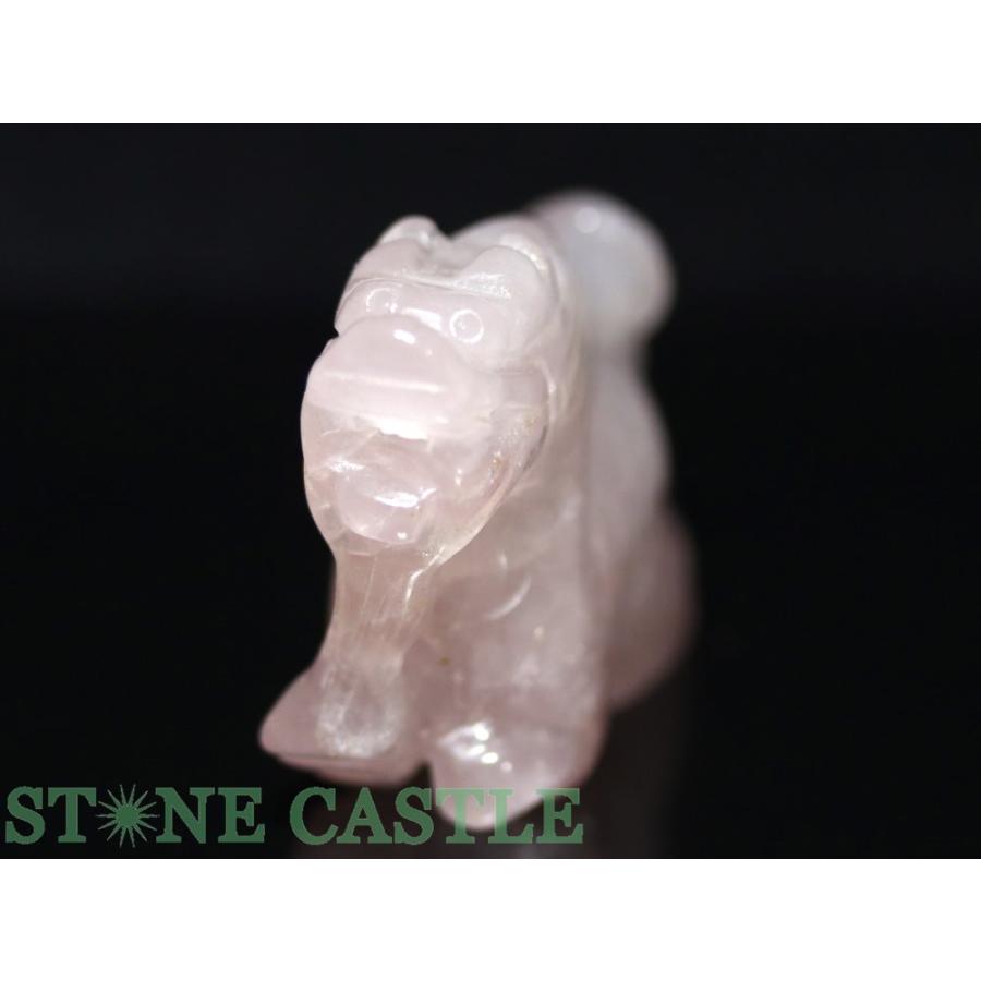 石流通センター 天然石 彫刻置物 龍 約50x37mm ローズクォーツ