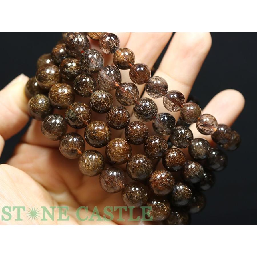 タイチンルチルクォーツブレスレット　10.5〜11mm 17粒 高品質]タイチンルチルクォーツ ブレスレット 10.5mm #QA042