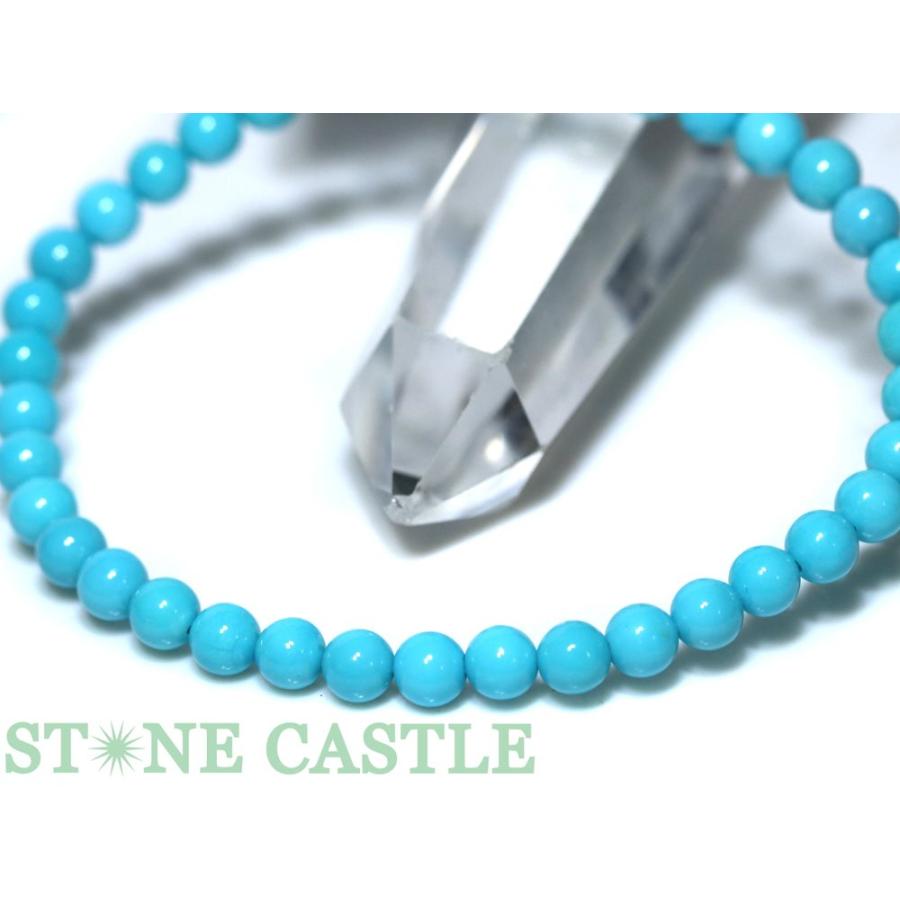石流通センター 一点物 天然石 ブレスレット スリーピングビューティーターコイズ No.10 (約5〜5.5mm) (ケース付) パワーストーンの画像