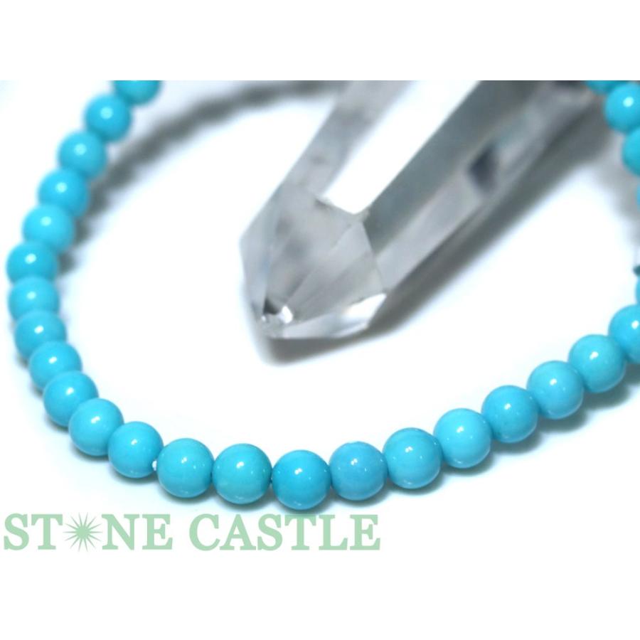 石流通センター 一点物 天然石 ブレスレット スリーピングビューティーターコイズ No.10 (約5〜5.5mm) (ケース付) パワーストーンの画像