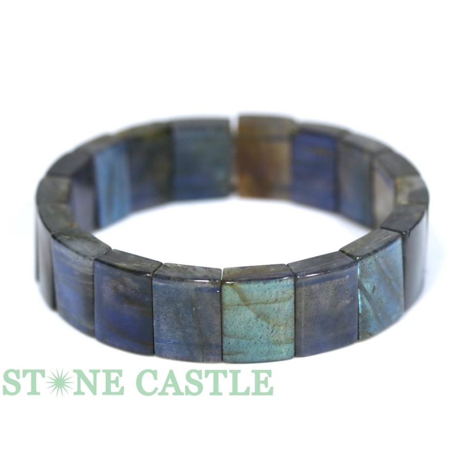 石流通センター 一点物 天然石 ブレスレット ラブラドライト (5A) バングル No.16 約16x12x6mm (ケース付) パワーストーンの画像