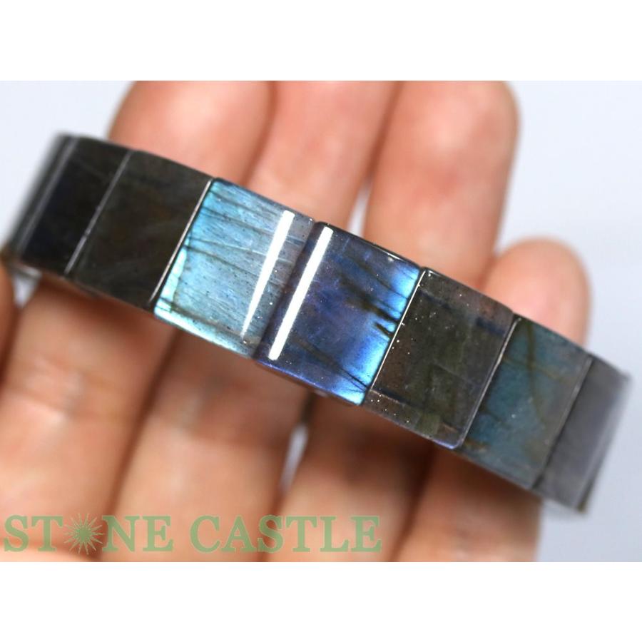 石流通センター 一点物 天然石 ブレスレット ラブラドライト (5A) バングル No.16 約16x12x6mm (ケース付) パワーストーンの画像