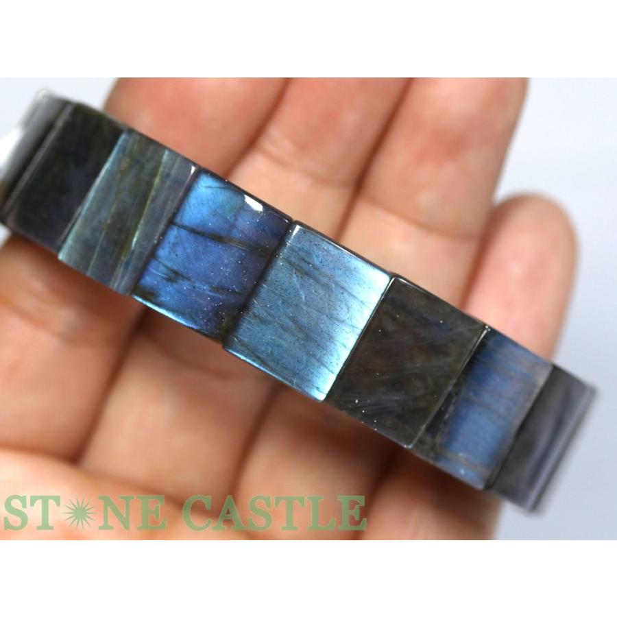 石流通センター 一点物 天然石 ブレスレット ラブラドライト (5A) バングル No.16 約16x12x6mm (ケース付) パワーストーンの画像