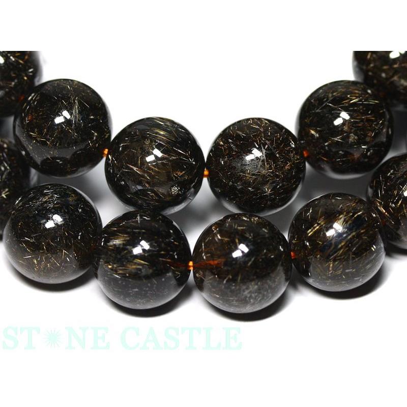 驚きの値段で ブラックタイチンルチル ブレスレット 天然石 高品質 (3A) パワーストーン (ケース付) (約13〜13.5mm) ブレスレット