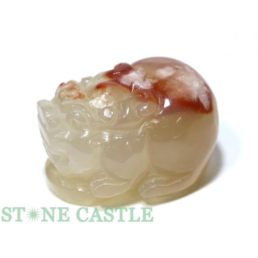 石流通センター 置物一点物 天然石 彫刻置物 招財の神獣・貔貅(ひきゅう) 桜瑪瑙 No.34 パワーストーン
