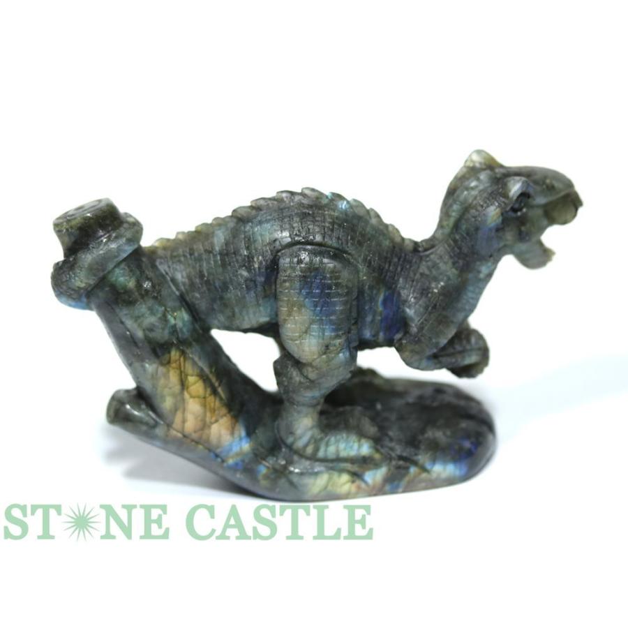 石流通センター 一点物 天然石 彫刻置物 恐竜 ラブラドライト No.07